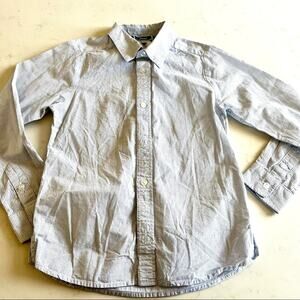 Jacadi boys small plaid white blue button down dress shirt size 6